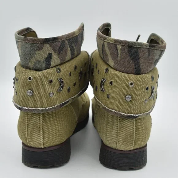 NWOT Rock & Candy by ZiGi Green Camouflage Spraypaint Boots, Women's Size 6.5 - Picture 6 of 13